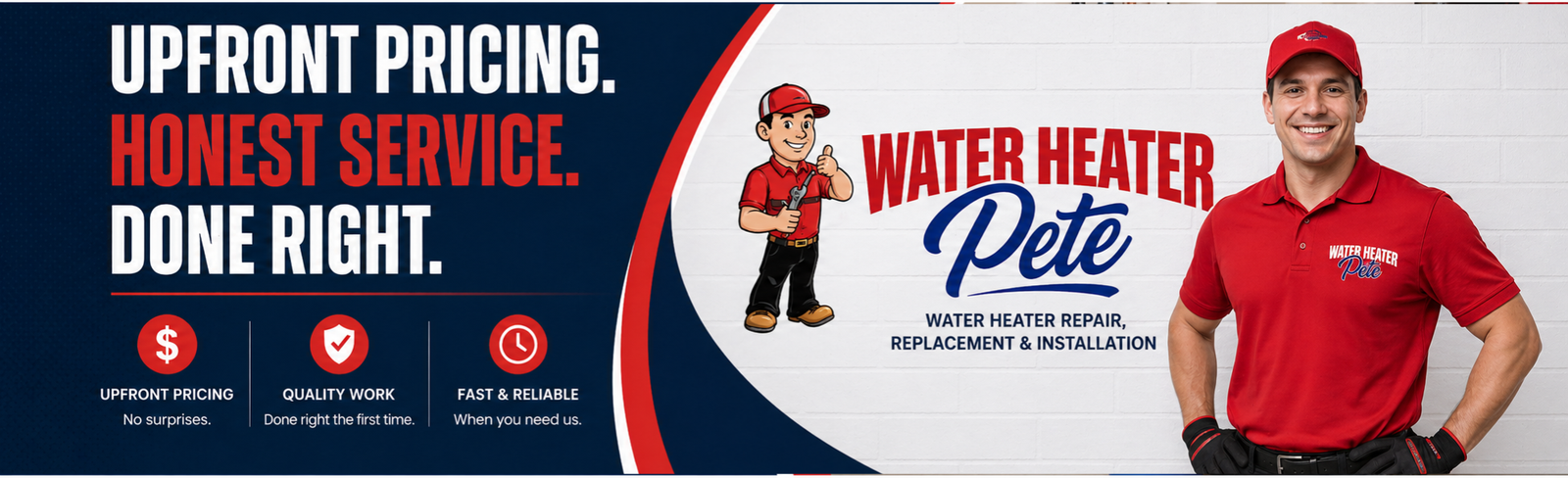 water heater pete technician smiling at the client