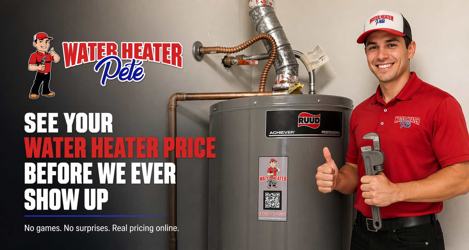 Water heater tech with new water heater