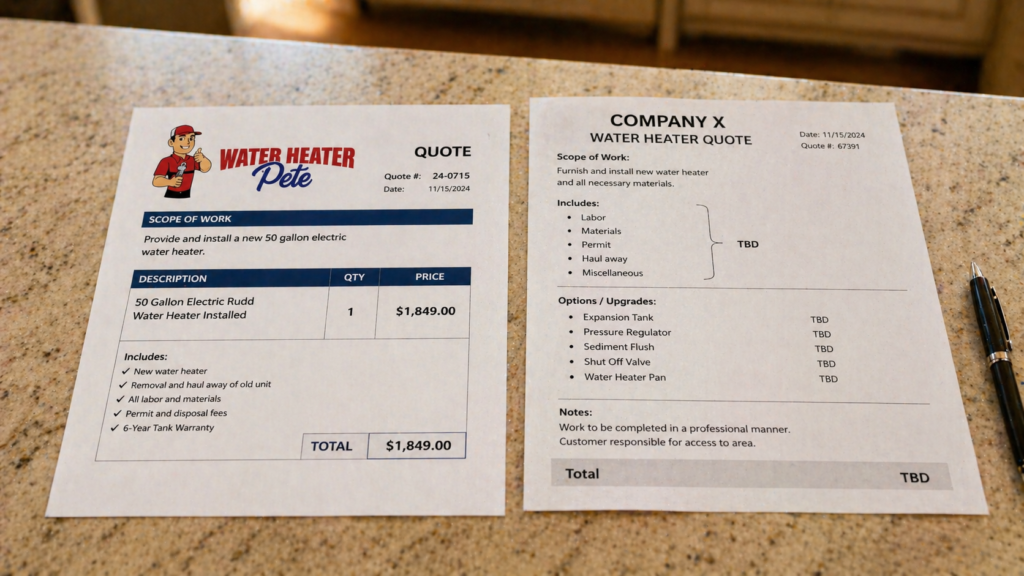 Water Heater Pete Price Quote