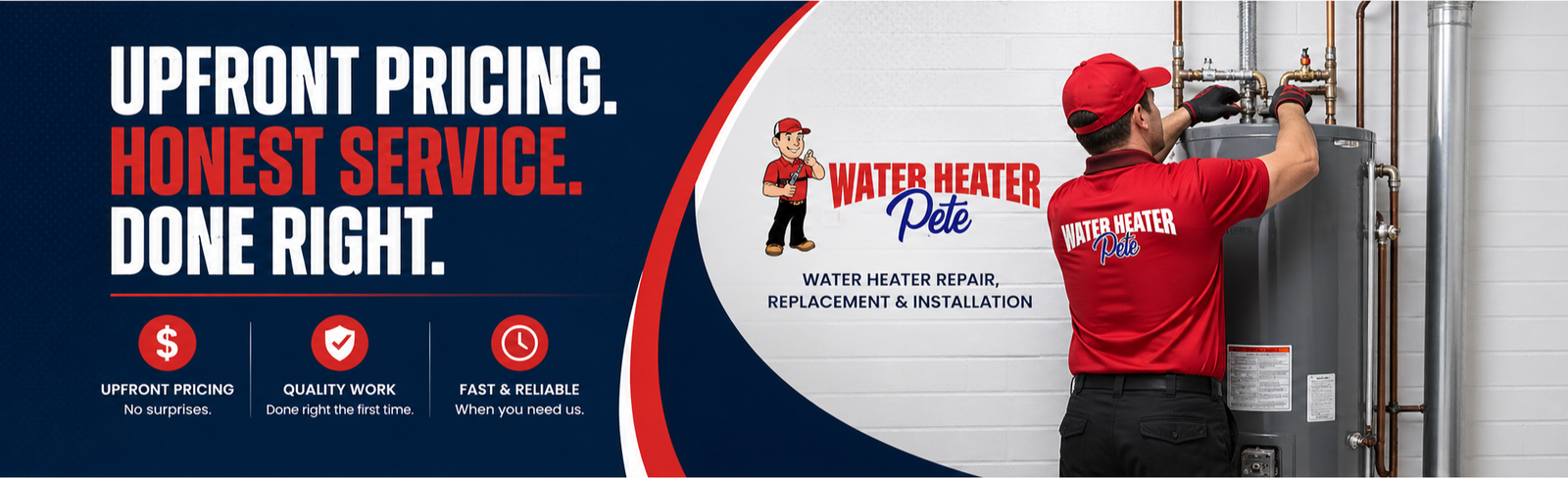 water heater pete working on installing a new water heater
