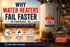 failing hot water heater caused by sediment build up.