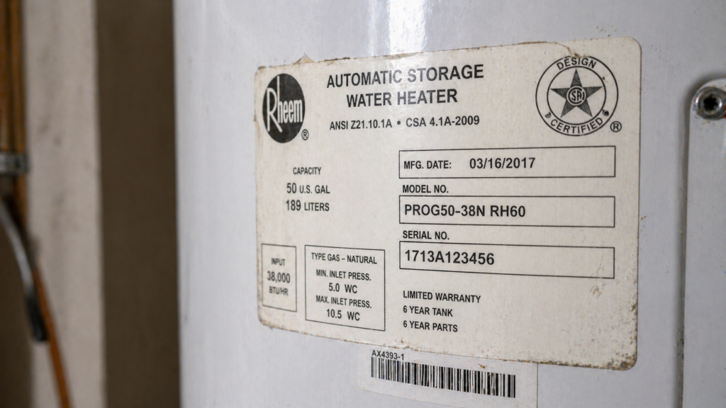 water heater manufacture date