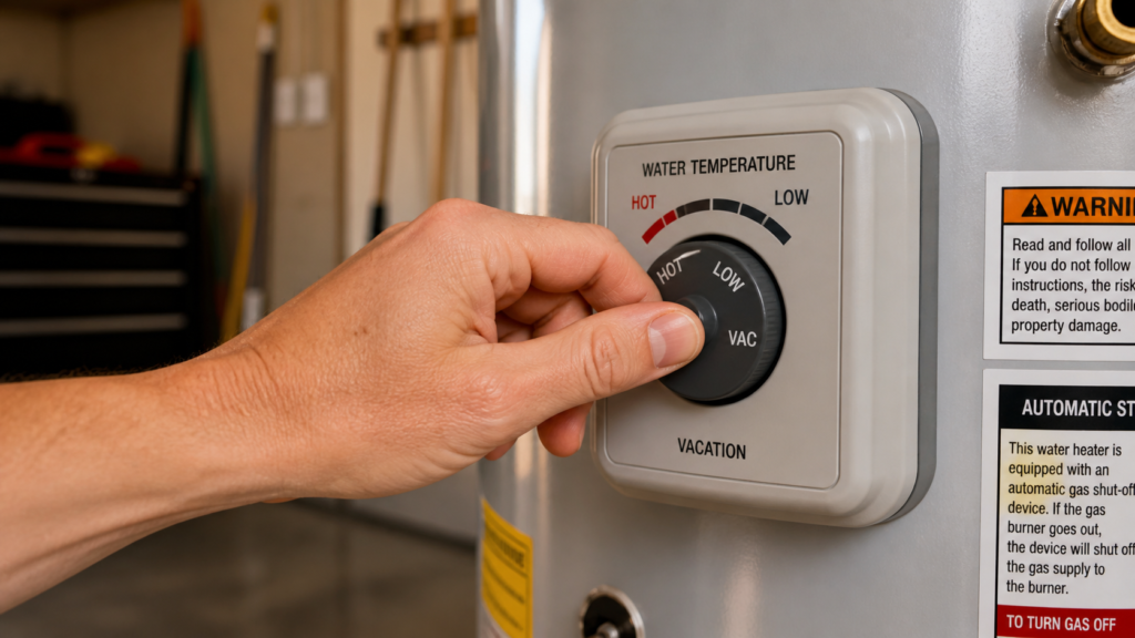 adjusting the temperature on a water heater